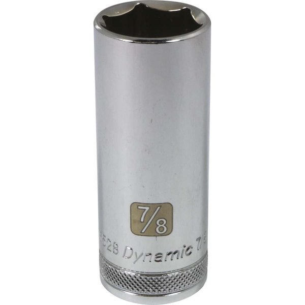 Dynamic Tools 1/2" Drive 6 Point SAE, 7/8" Deep Length, Chrome Finish Socket D016528